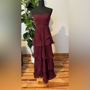 Lulu's Strapless Burgundy Layered Dress